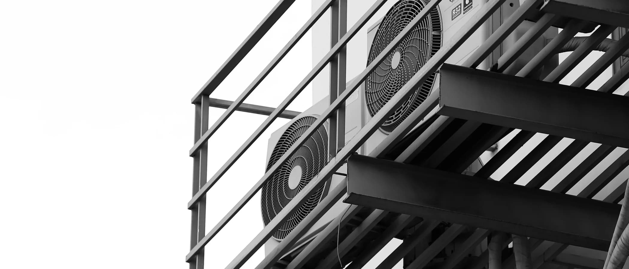 Exterior air-conditioning units mounted on a building